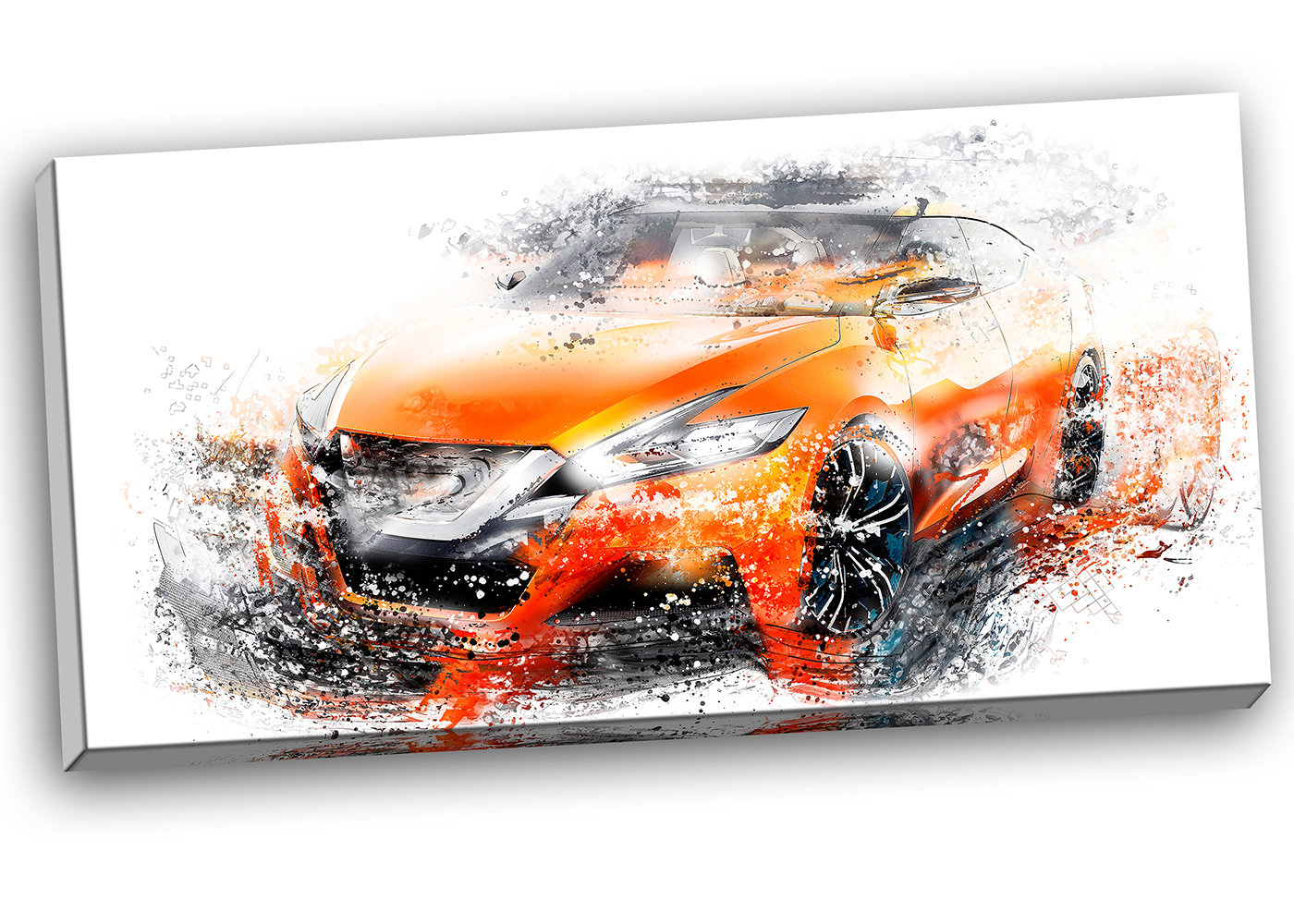 Designart Orange Rally Car Graphic Art On Wrapped Canvas Wayfair