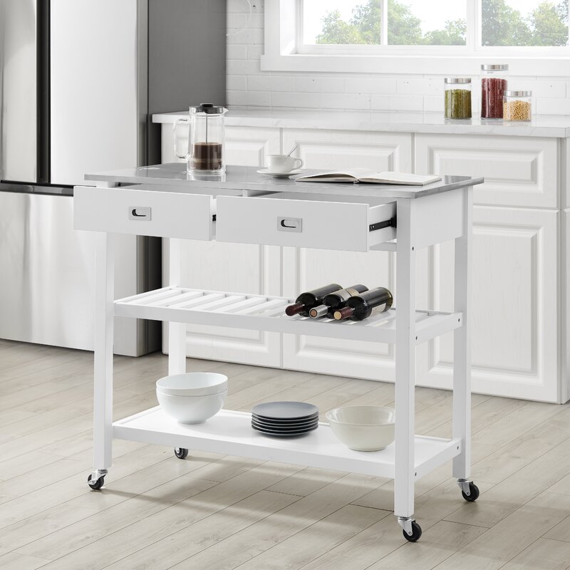 Chloe Kitchen Island With Stainless Steel Top Reviews Allmodern