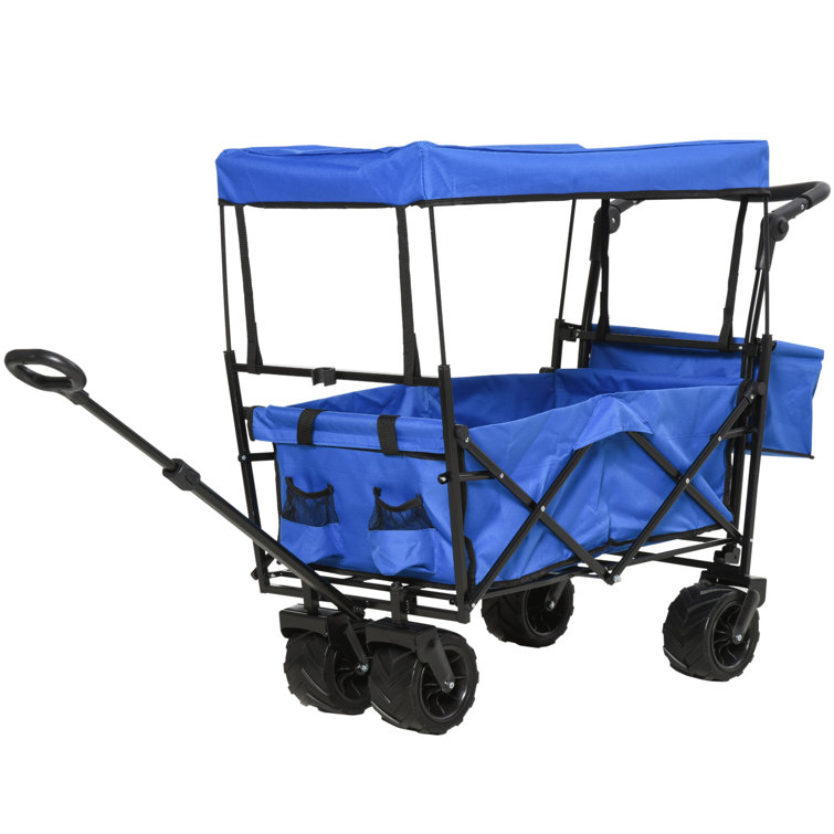 Outsunny Collapsible Folding Utility Cart Wagon Bags & Storage with