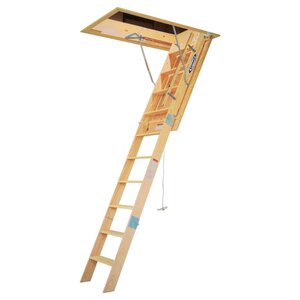 10 ft Manufactured Wood Attic Ladder with 350 lb. Load Capacity