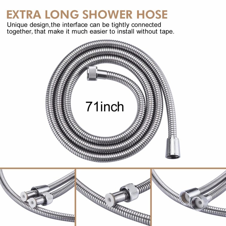 Shower Head Hose Handheld Extra Long Stainless Steel Bathroom Flexible 