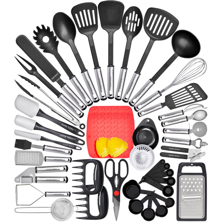 44 Piece Nylon and Stainless Steel Kitchen Utensil Set, Non-Stick