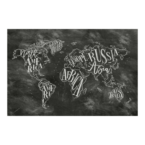 Chalk World Map 3.2m x 4.8m Textured Matte Peel & Stick Wall Mural East Urban Home