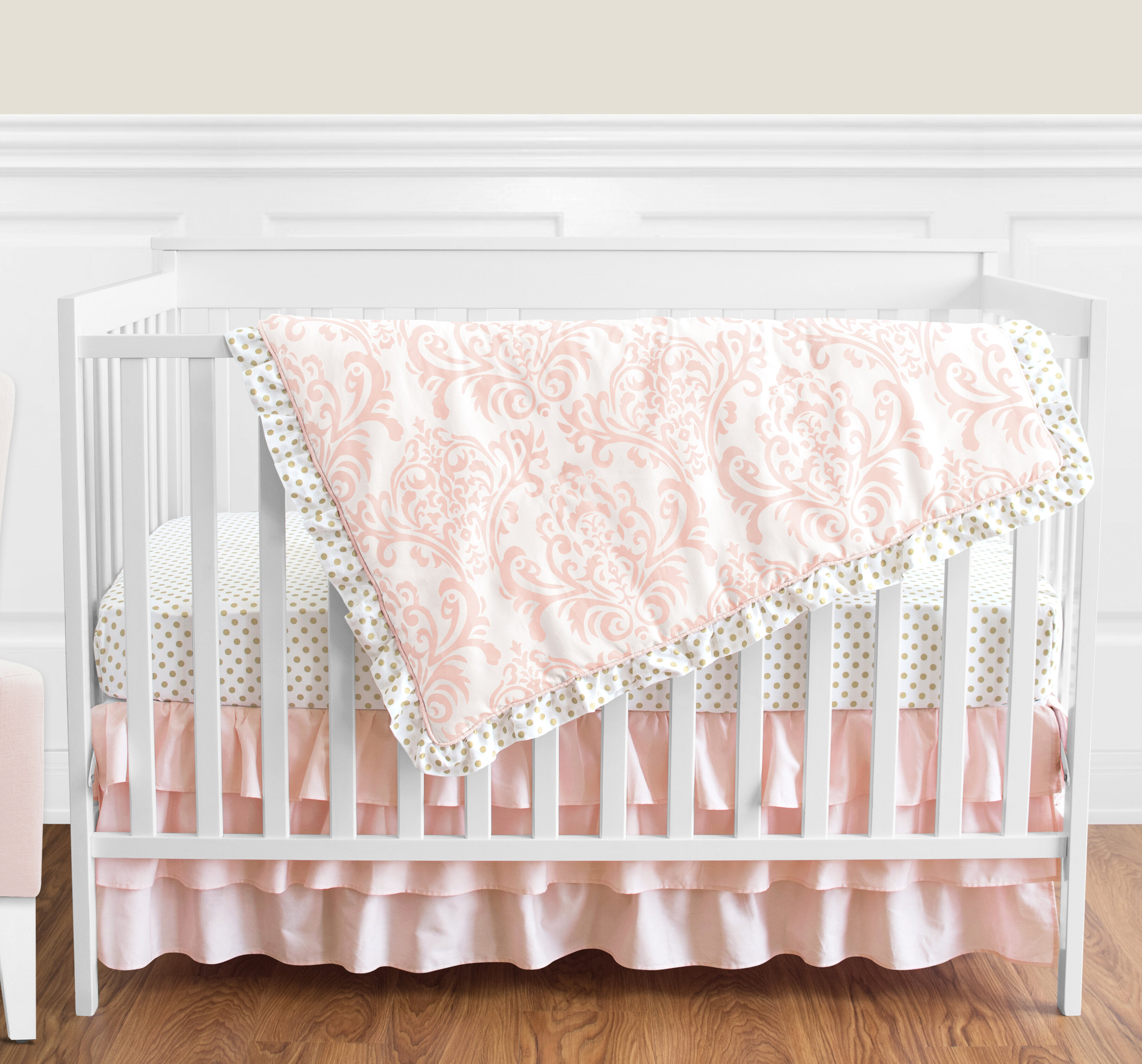 pink and gold crib bedding sets