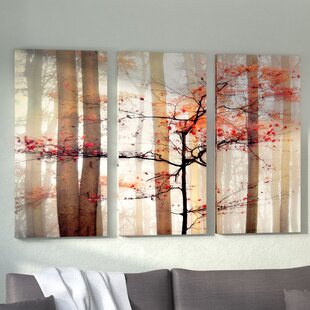 Forest Wall Art Abstract Birch Trees Canvas Art Contemporary Canvas Wall Art Modern Artwork Canvas Pictures for Living Room Bedroom Bathroom Wall Decor Framed Ready to Hang 30cm x 40cm x 3 Pieces