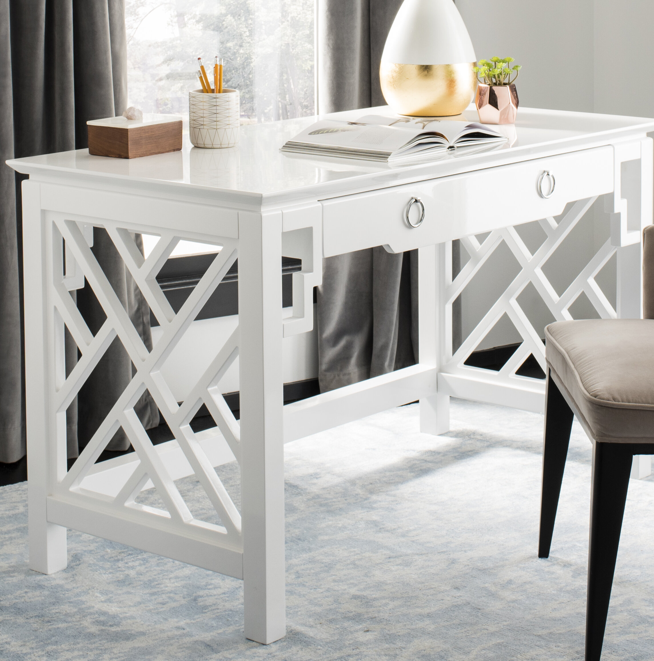 wayfair white lacquer desk