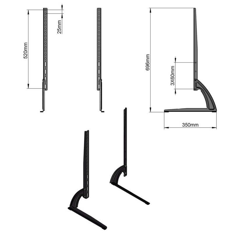 Winado Table Top Tv Height Adjustable Wall Mount For 40 65