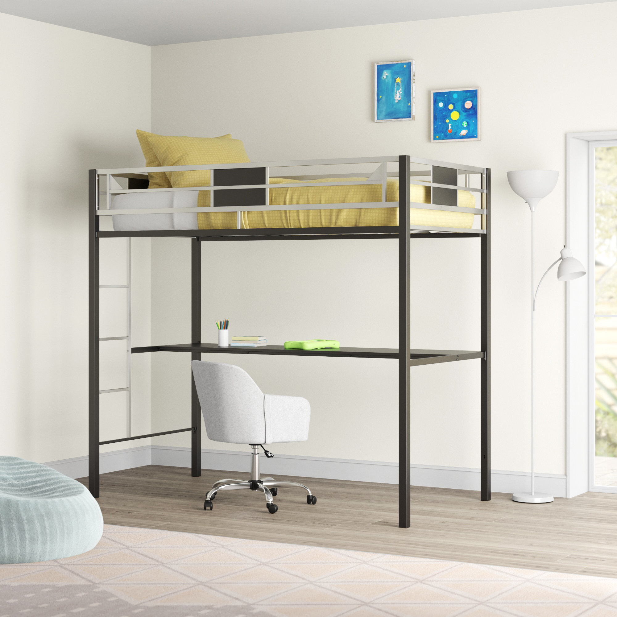 Viv + Rae Shena Twin Metal Loft Bed with Built-in-Desk by Viv + Rae ...