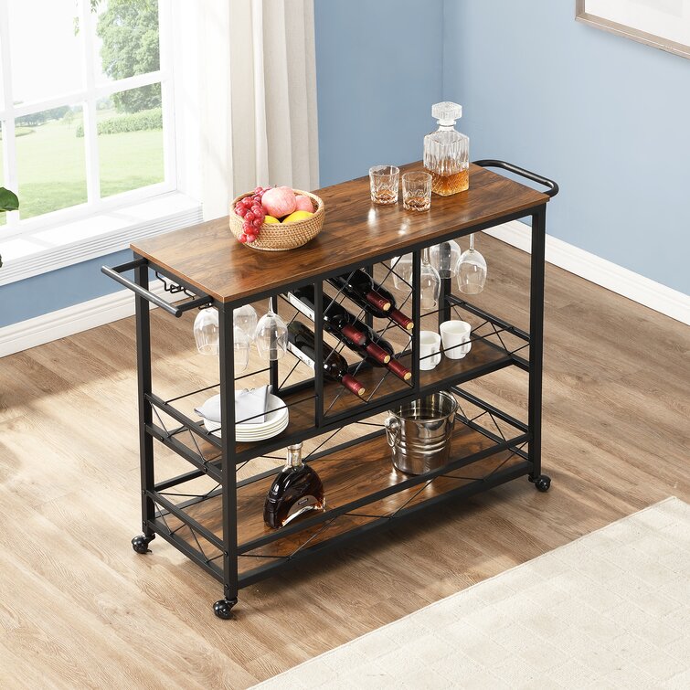 Prep & Savour Quinte Industrial Rolling Bar Cart | Wayfair