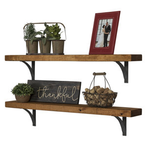 Tamiko Industrial Grace Simple Bracket 2 Piece Accent Shelf Set