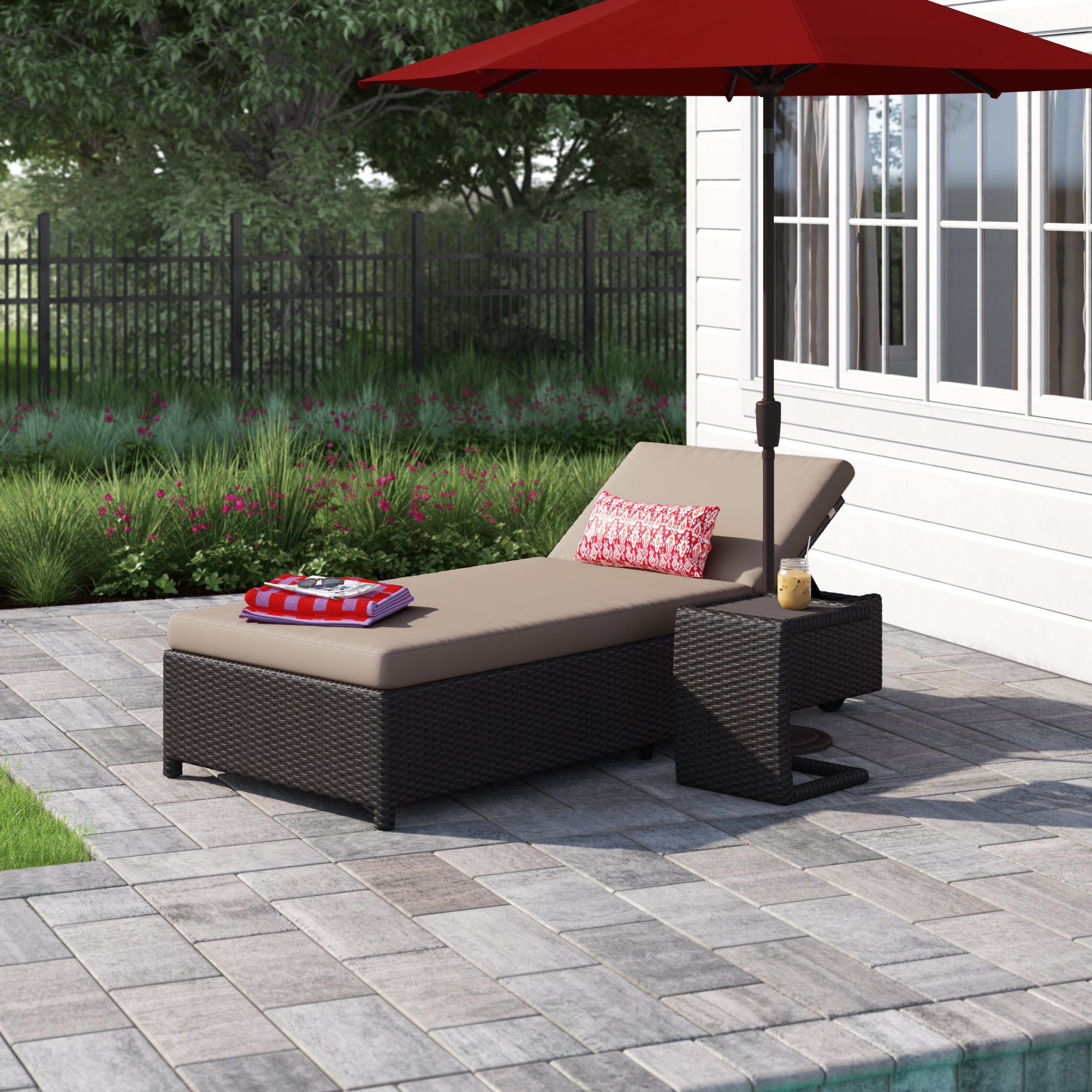 Sol 72 Outdoor™ Tegan Outdoor Wicker Chaise Lounge with Table Wayfair