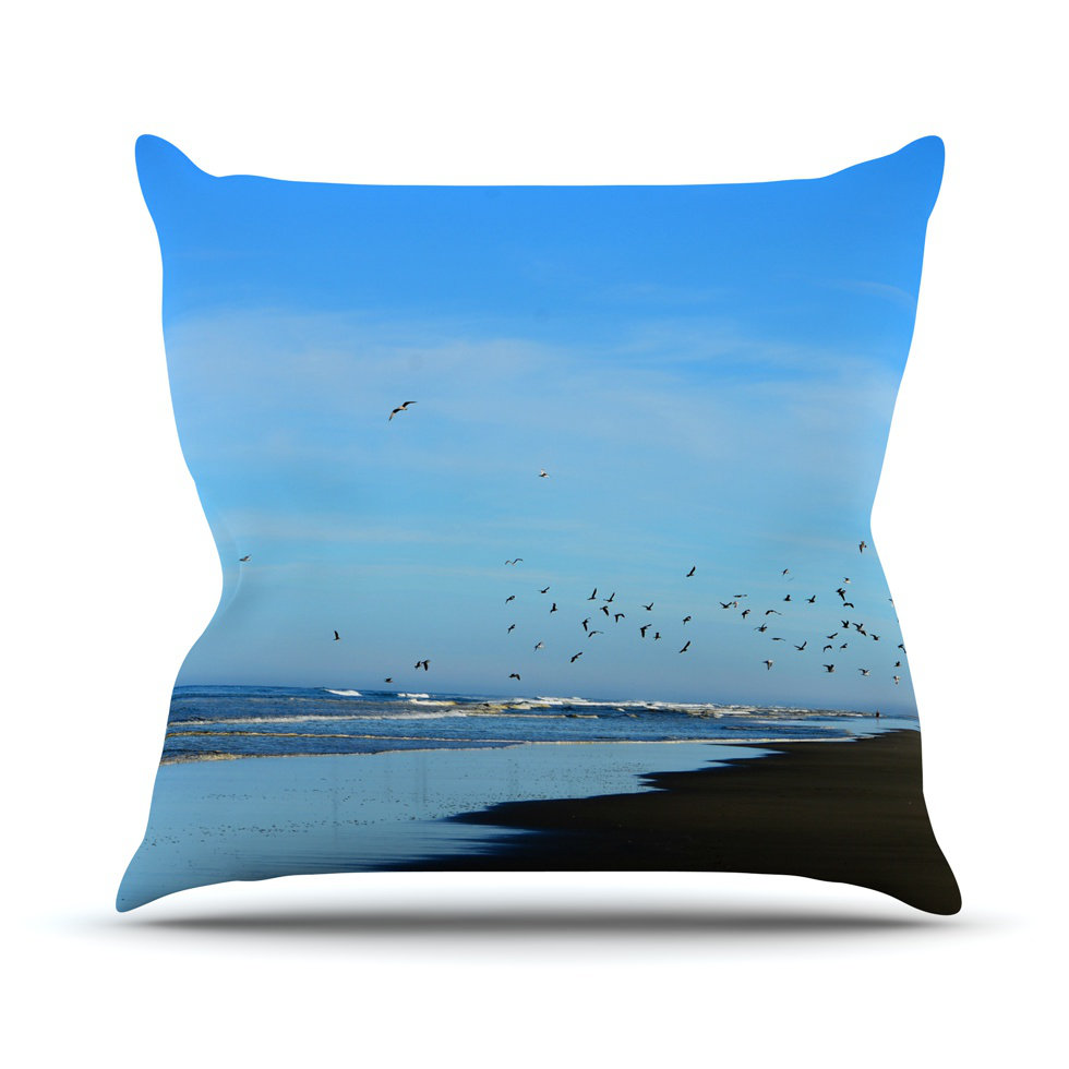 16 by 16 Kess InHouse Catherine Holcombe I Love The Sea 2 Blue Teal Throw Pillow
