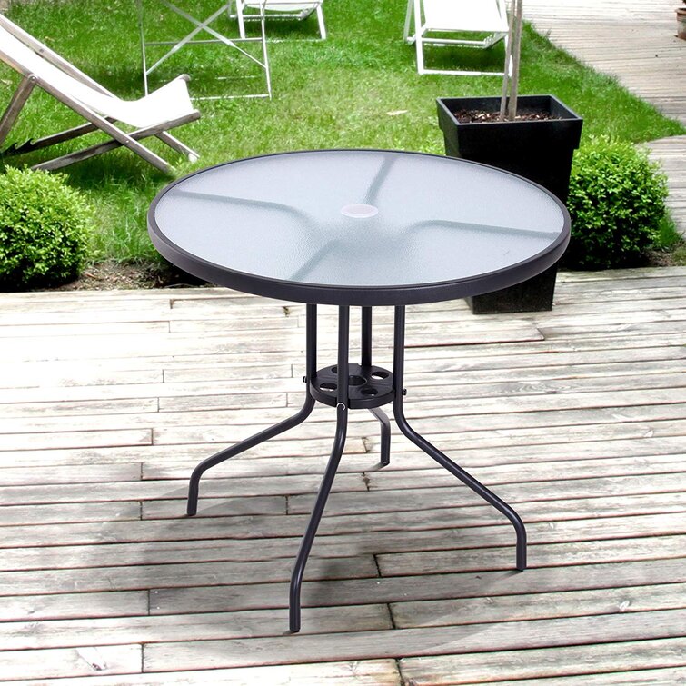 metal and glass garden table