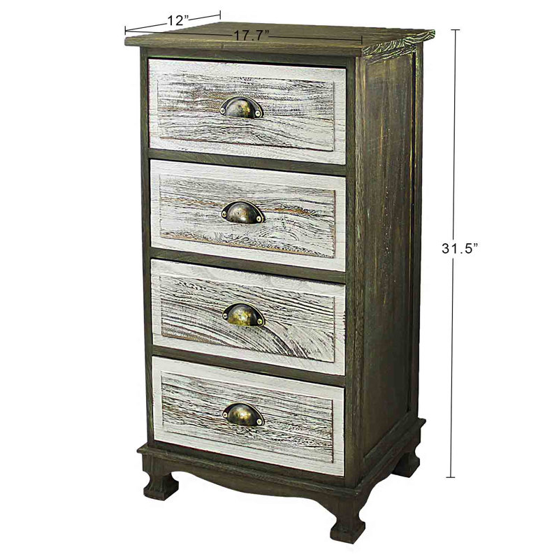 Millwood Pines Llanes Storage Paulownia Wood 4 Drawer Nightstand Reviews Wayfair