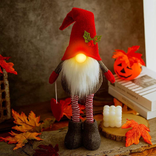 Christmas Swedish Gnome with LED Lighting Nose Plush Doll Kids Gift Home Decor 