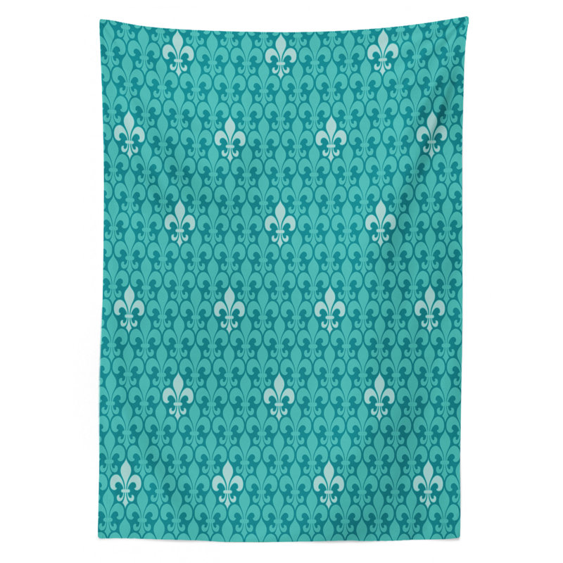 East Urban Home Ambesonne Turquoise Tablecloth Fleur De Lis