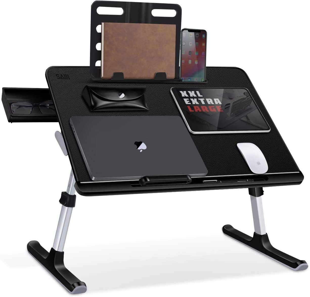 XHRHao Folding Laptop Stand Computer Desk Height and Angle Adjustable Table Drawer Design Bed Tray Lap Desks Bed Table for Eating Bed Desk Laptop Table Standing Desk XHRHao Folding Laptop Stand Computer Desk Height and Angle Adjustable Table Drawer Design Bed Tray Lap Desks Bed Table for Eating Bed Desk Laptop Table Standing Desk
