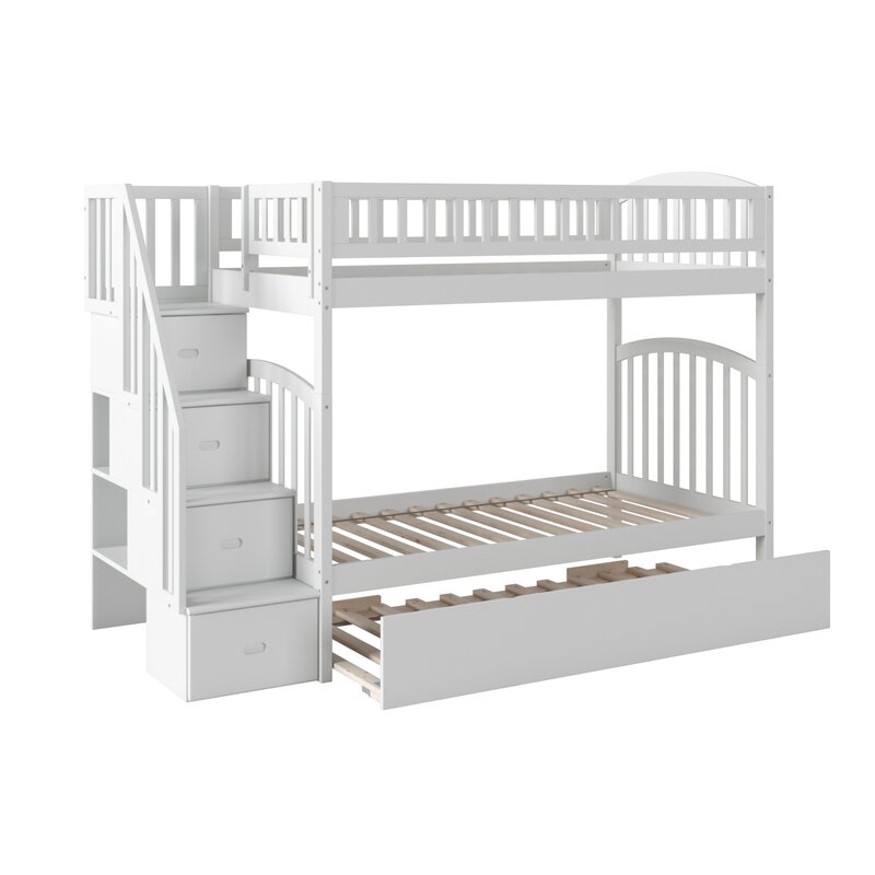 white twin over twin bunk bed with trundle
