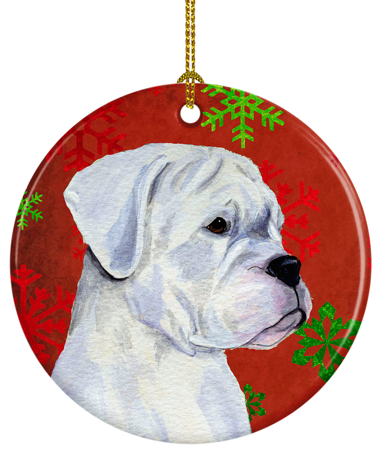 The Holiday Aisle Boxer Snowflakes Holiday Christmas Ceramic Hanging Figurine Ornament Wayfair
