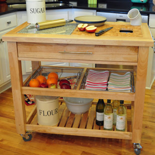 Sydney Kitchen Island with Granite and Wood Top