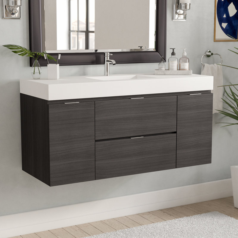 Wade Logan Tenafly 48 Single Wall Mount Modern Bathroom Vanity Set Tenafly 48 Single Wall Mount Modern Bathroom Vanity Set