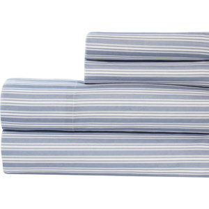 Tram Stripe Printed Microfiber 4 Piece Sheet Set