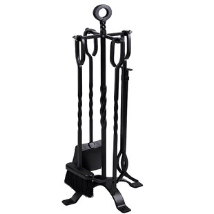 x18 LITHER Medium Size Fireplace Log Rack with 4 Bin Holder for Fireplace Tool Set Brush Shovel Poker Tongs 28 L W inch H x15 