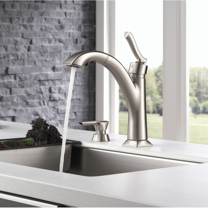 Delta Pull Out Touchless Single Handle Kitchen Faucet With Soap