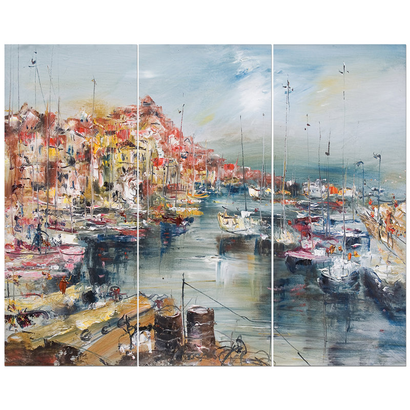 East Urban Home City By The Sea And Harbor Oil Painting Print