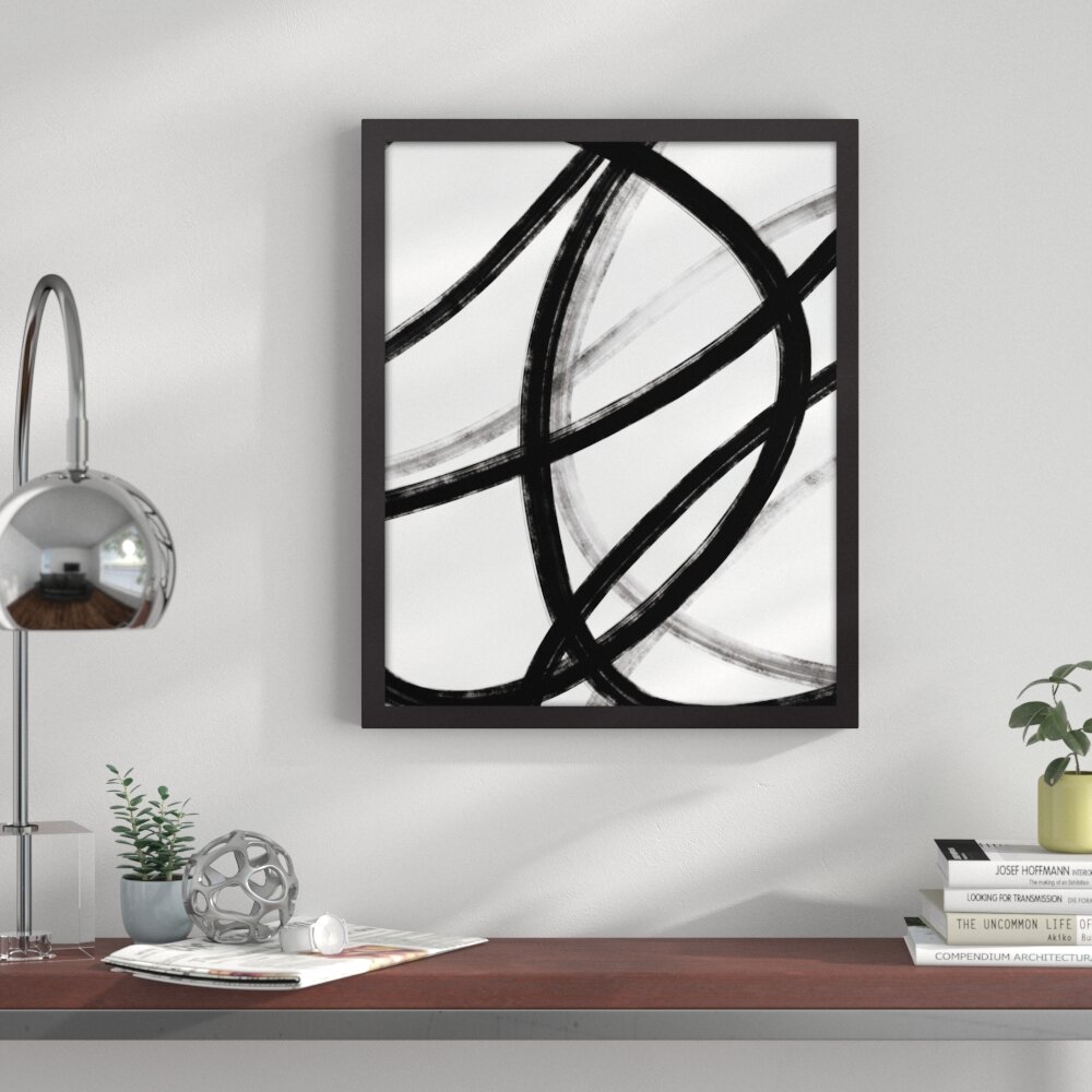 Orren Ellis Loops Black And White Abstract Picture Frame Graphic Art On Canvas Reviews Wayfair