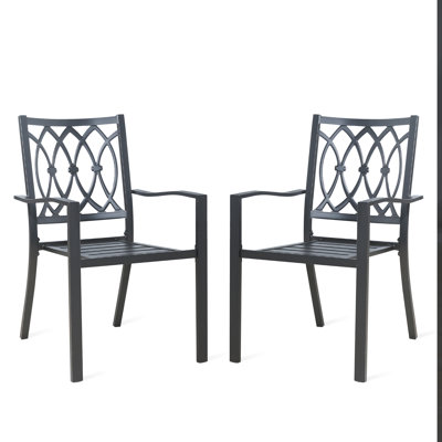  2 Pieces Outdoor Patio Stacking Metal Dining Chairs
