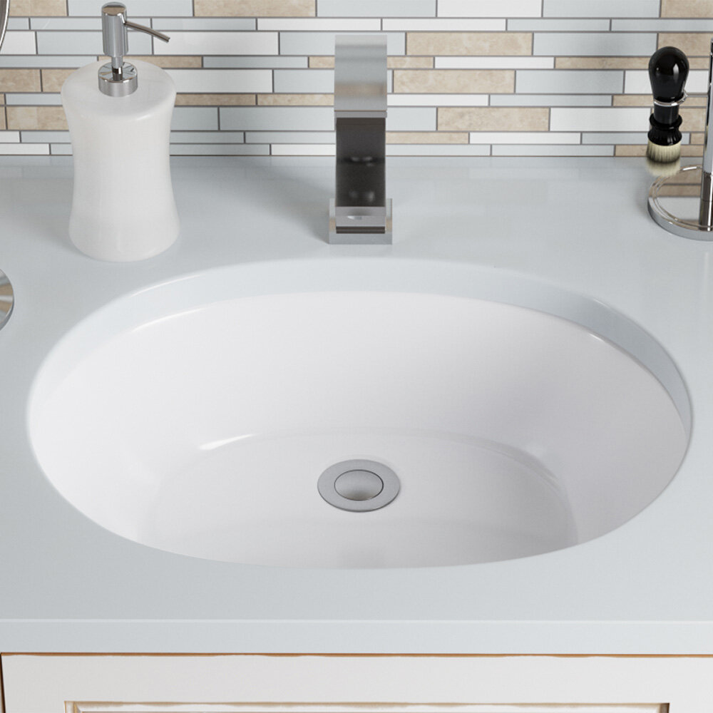 MR Direct Vitreous China Oval Vessel Bathroom Sink with Faucet and Overflow 
