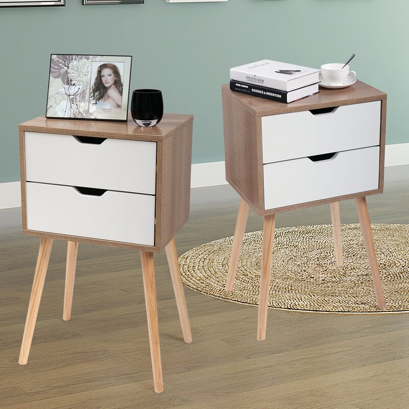 Wrought Studio Alverson 2 Drawer Nightstand Reviews Wayfair