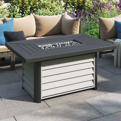 Baecher Aluminum Propane Outdoor Fire Pit Table with Hidden Fuel Tank Storage & Lid
