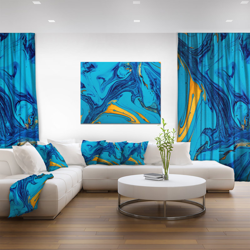 Designart Soft Blue Abstract Acrylic Paint Mix Abstract Graphic