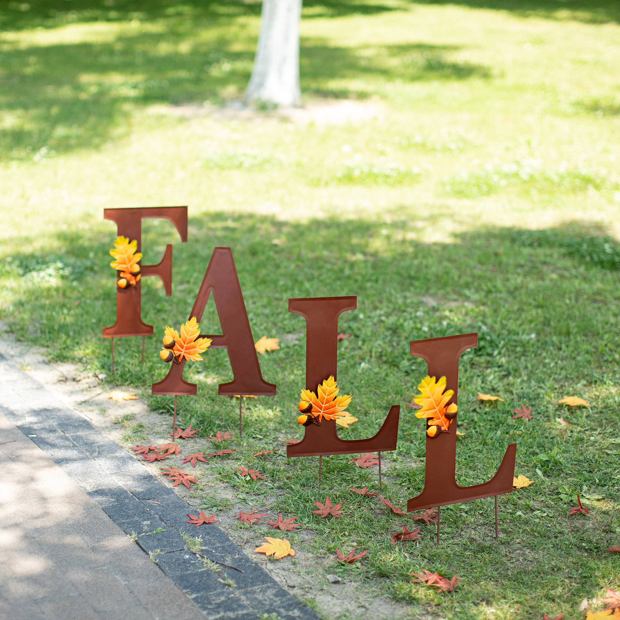 Jetlink Crafts 24"H FALL Metal Yard Stakes Or Wall Art Wayfair