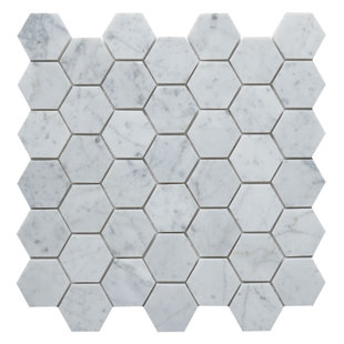 Carrara Marble Hexagon Tile Wayfair Carrara Hexagon 2 X Marble Mosaic Tile In White