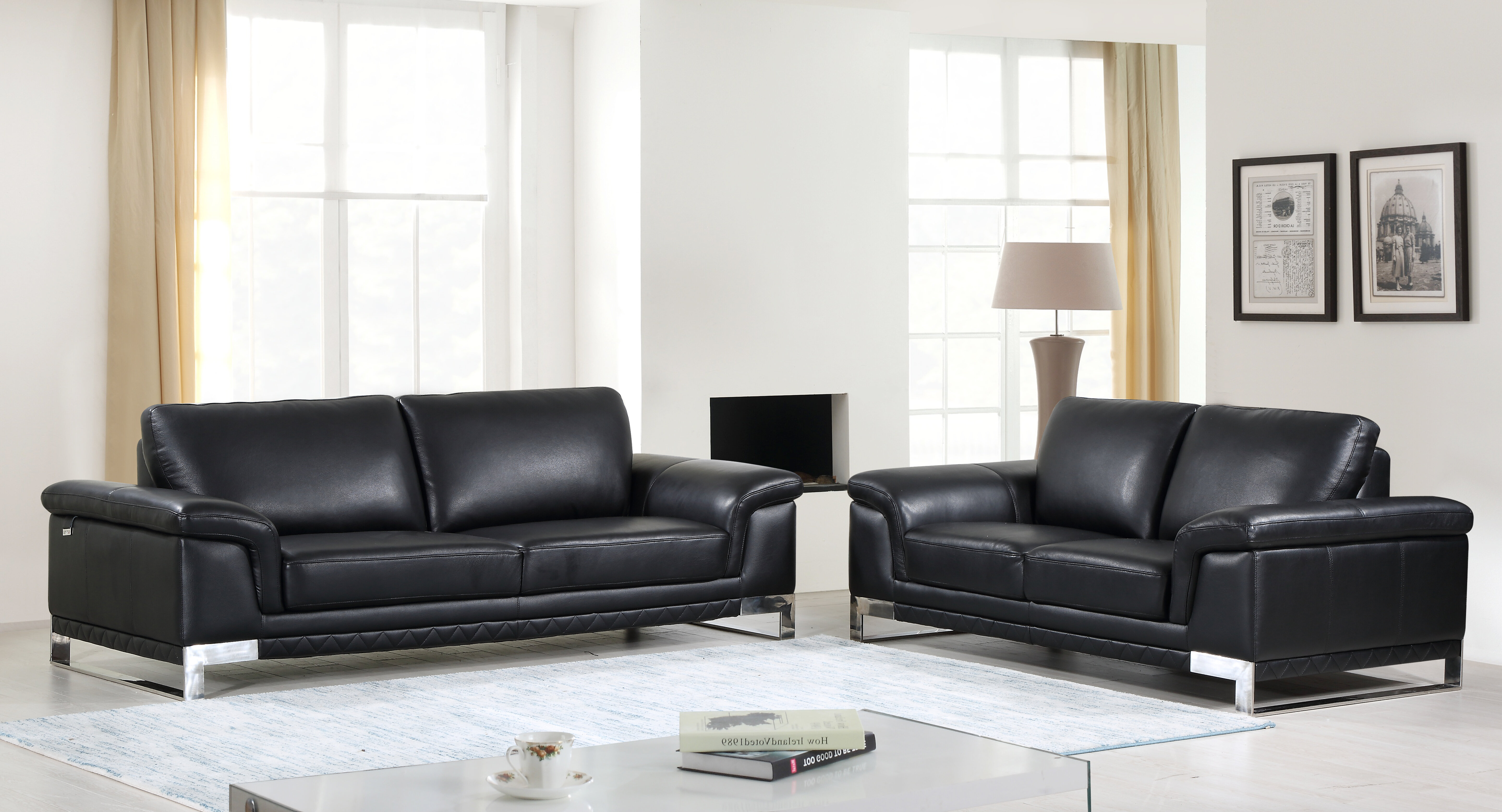 Orren Ellis Aiert Luxury Italian Leather 2 Piece Living Room Set Reviews Wayfair