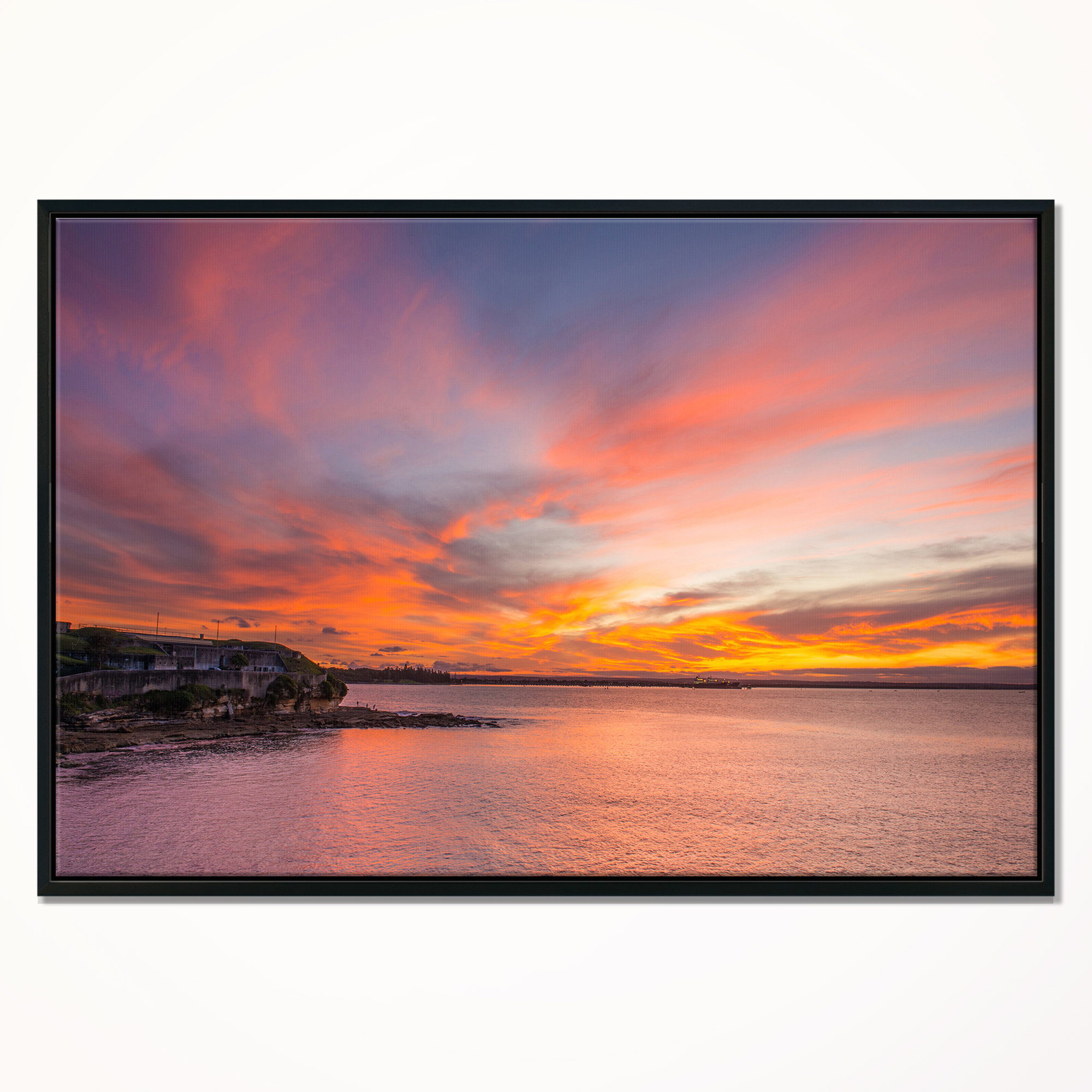 Beach Sunset sky pier home decor Australian made framed Stretched wall Canvas
