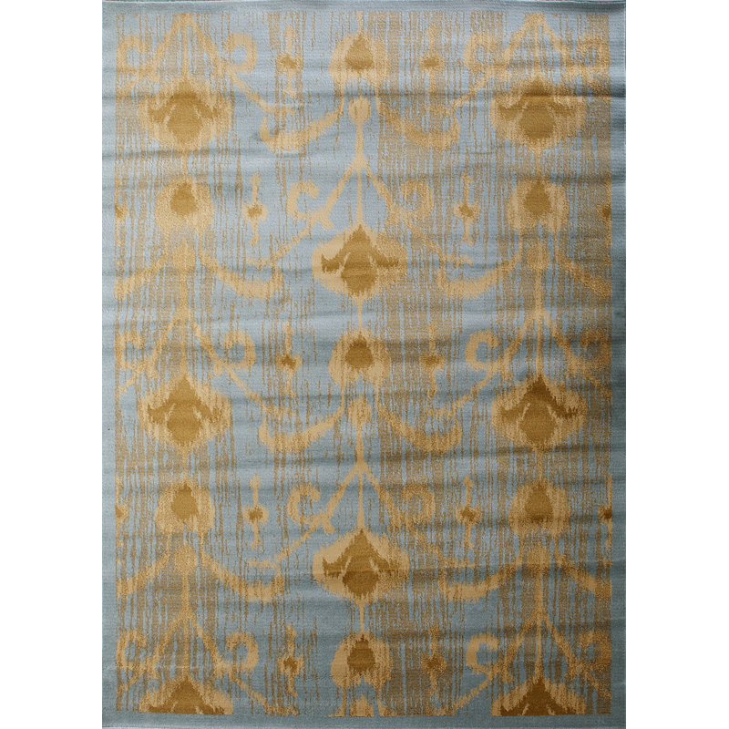 ECARPETGALLERY Ikat Light Blue/Gold Abstract Area Rug Wayfair