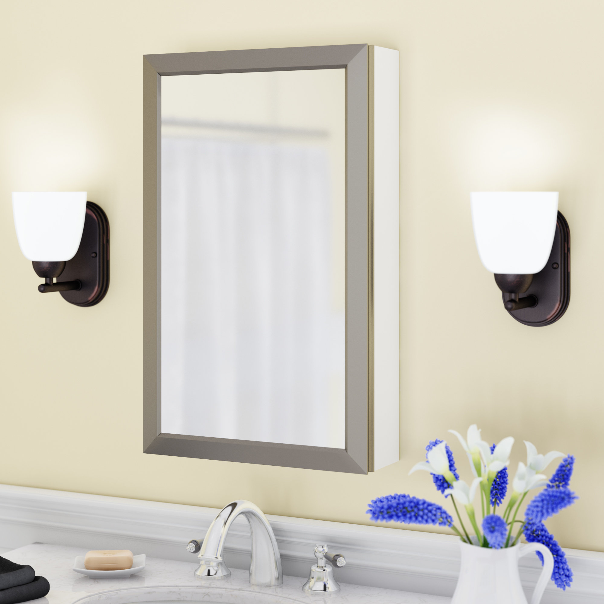 Charlton Home Hartl 15 75 X 25 5 Recessed Framed Medicine Cabinet With 3 Adjustable Shelves Reviews Wayfair