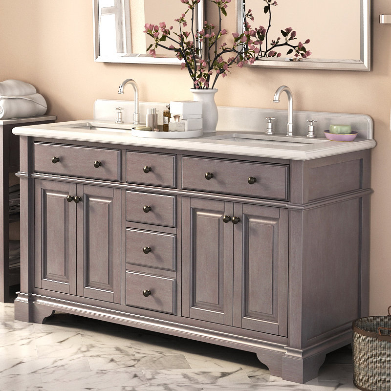 Bathroom Double Sink Vanity darby home co essie 60" double vanity set with backsplash Bathroom Double Sink Vanity darby home co essie 60" double vanity set with backsplash