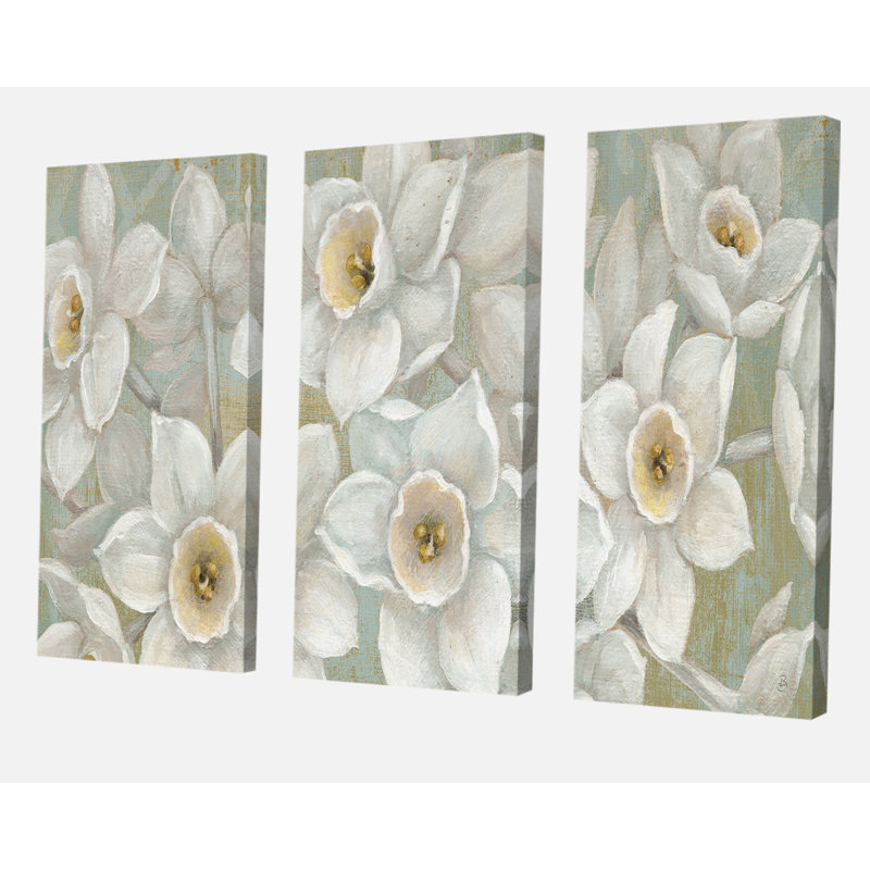 East Urban Home Farmhouse Pure Pastel White Flowers Painting