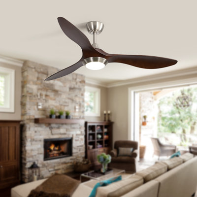 52" 3 - Blade LED Standard Ceiling Fan with Remote Control and Light Kit Included
