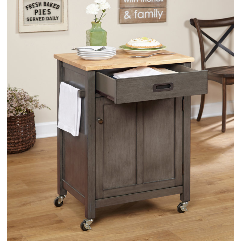 Gracie Oaks Jonesville Kitchen Cart with Butcher Block Top & Reviews Wayfair