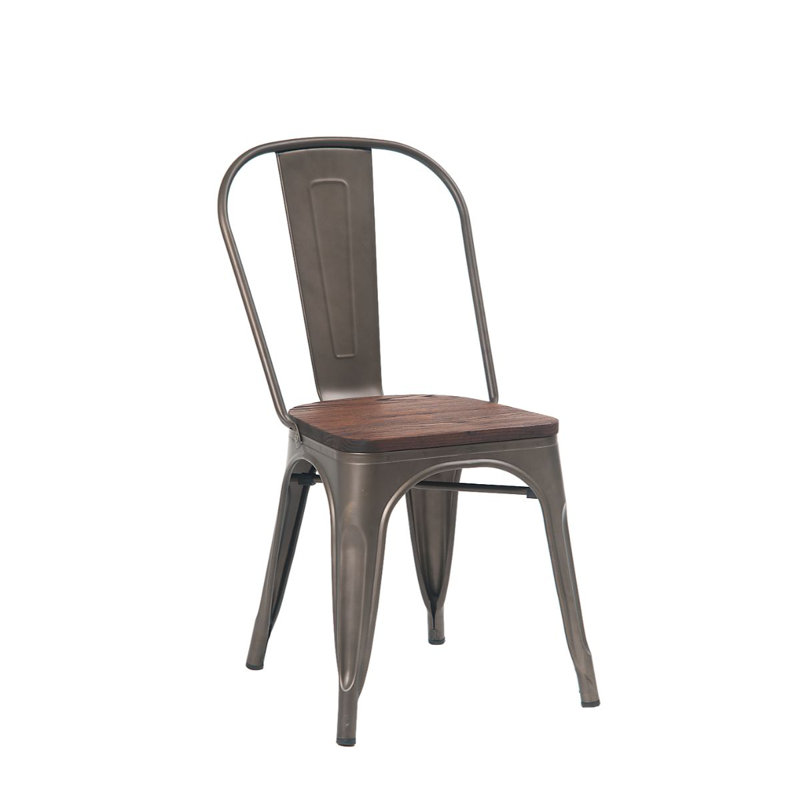 Erf Inc Metal Slat Back Stacking Side Chair In Gun Metal Wayfair