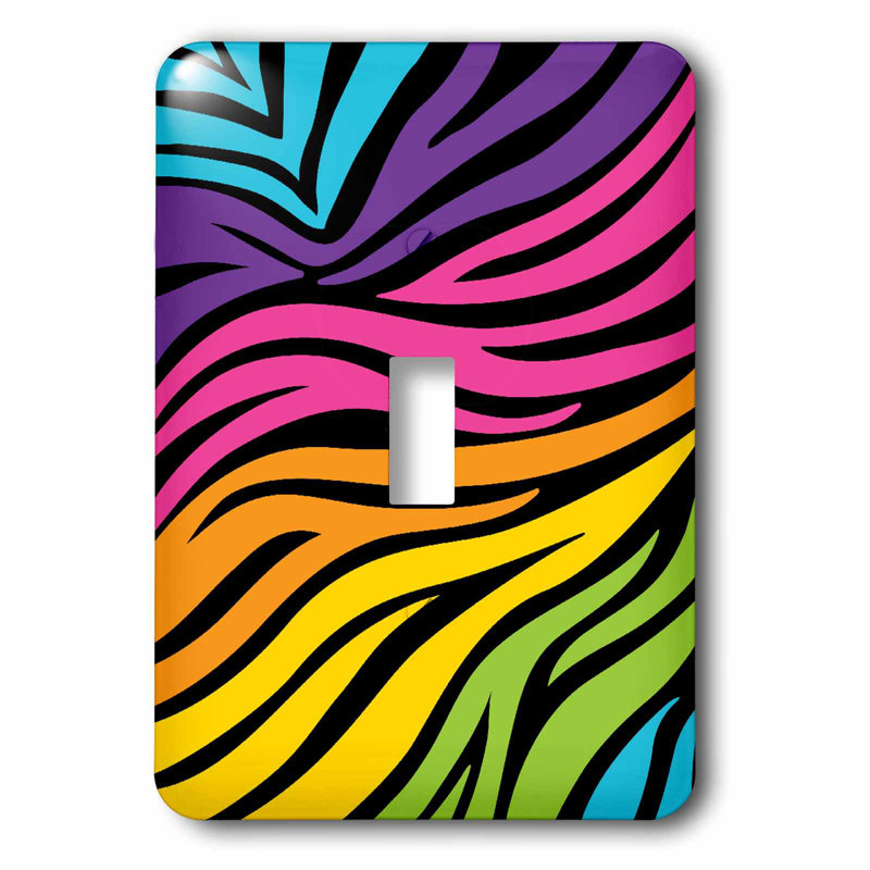 3drose Rainbow Zebra Print 1 Gang Toggle Light Switch Wall Plate