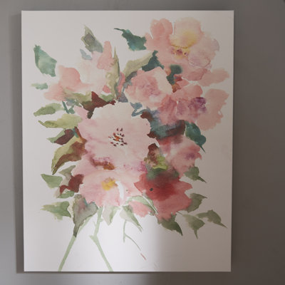 Wild Roses Painting Print on Wrapped Canvas Lark Manor Size: 20" H x 16" W x 1.75" D