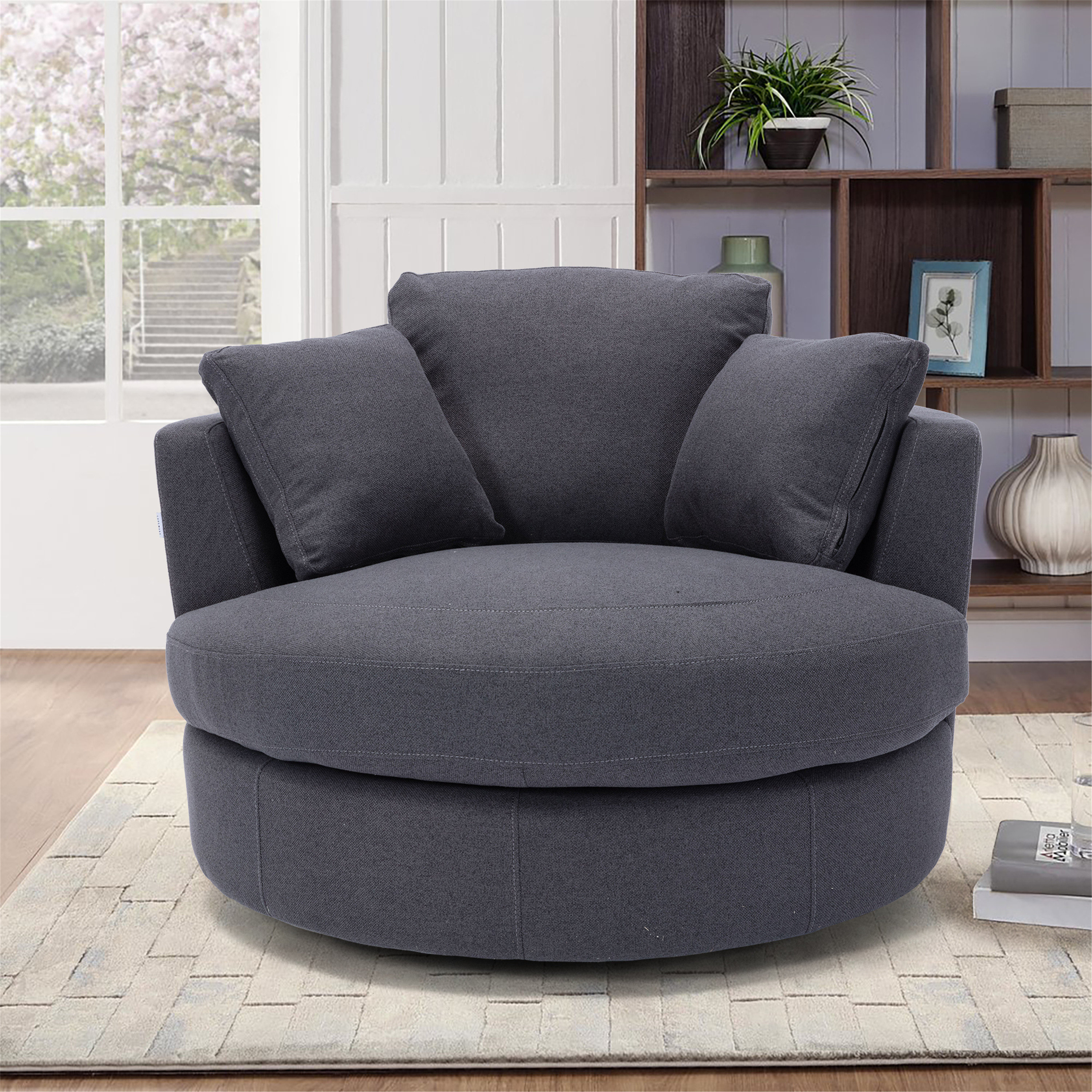 Everly Quinn Tezer 425 Wide Linen Barrel Chair Wayfair
