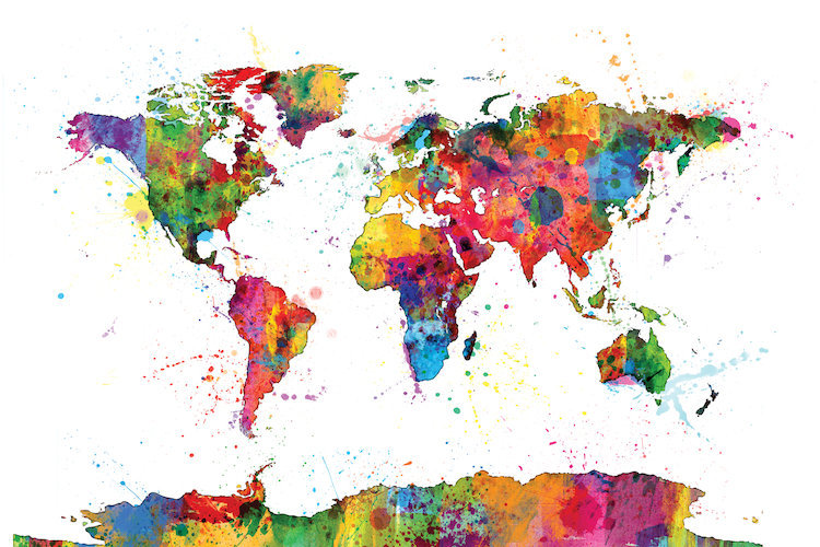 East Urban Home World Map Series Drops Of Color I Graphic Art On